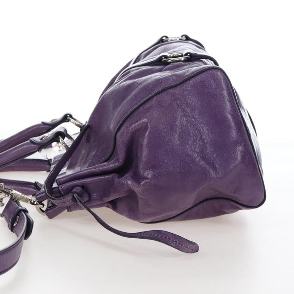 Miu Miu Hand Bag Leather 2way Purple Silver Auth 167682M