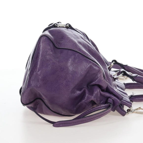 Miu Miu Hand Bag Leather 2way Purple Silver Auth 167682M