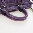 Miu Miu Hand Bag Leather 2way Purple Silver Auth 167682M-7