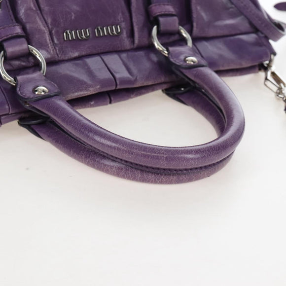 Miu Miu Hand Bag Leather 2way Purple Silver Auth 167682M