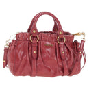 Miu Miu Hand Bag Leather 2way Red Gold Auth 167683M-1