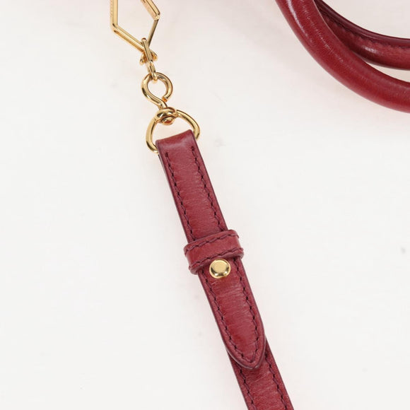 Miu Miu Hand Bag Leather 2way Red Gold Auth 167683M