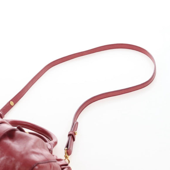 Miu Miu Hand Bag Leather 2way Red Gold Auth 167683M