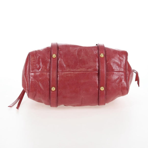Miu Miu Hand Bag Leather 2way Red Gold Auth 167683M