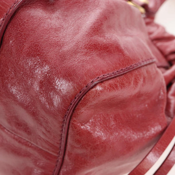 Miu Miu Hand Bag Leather 2way Red Gold Auth 167683M