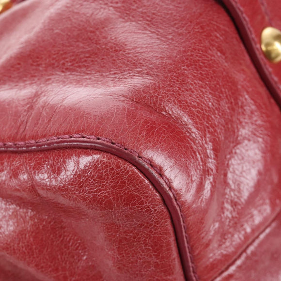 Miu Miu Hand Bag Leather 2way Red Gold Auth 167683M