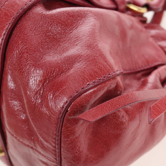 Miu Miu Hand Bag Leather 2way Red Gold Auth 167683M