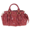 Miu Miu Hand Bag Leather 2way Red Gold Auth 167683M-13