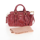 Miu Miu Hand Bag Leather 2way Red Gold Auth 167683M-12