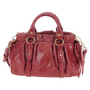 Miu Miu Hand Bag Leather 2way Red Gold Auth 167683M-2