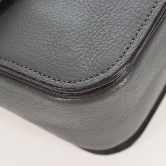 Miu Miu Hand Bag Leather Gray Silver Auth 167684