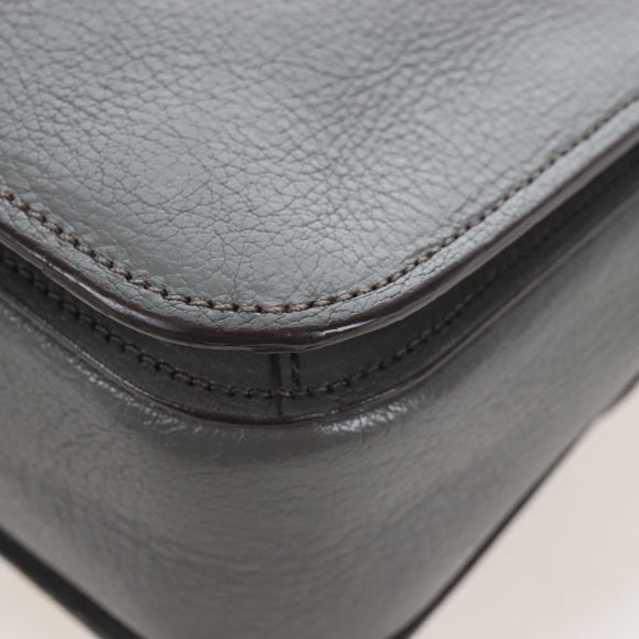 Miu Miu Hand Bag Leather Gray Silver Auth 167684