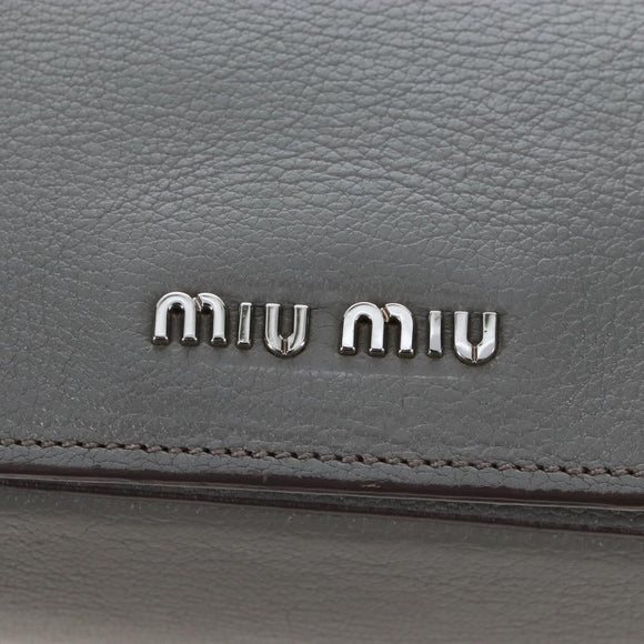 Miu Miu Hand Bag Leather Gray Silver Auth 167684