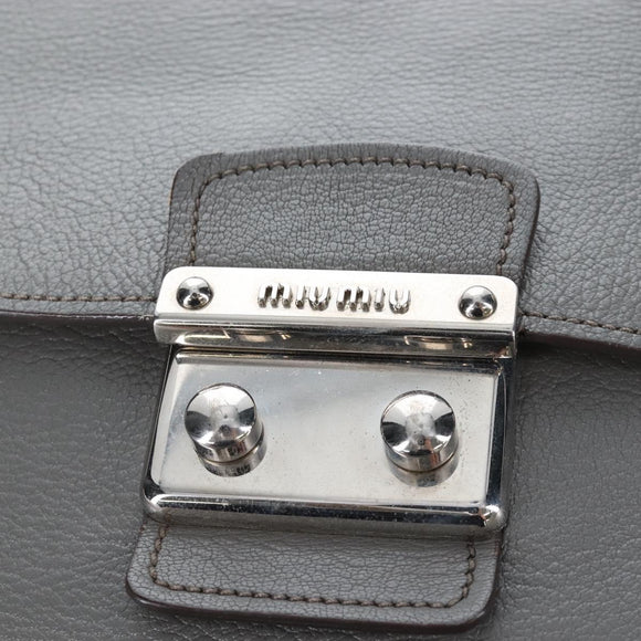 Miu Miu Hand Bag Leather Gray Silver Auth 167684