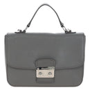 Miu Miu Hand Bag Leather Gray Silver Auth 167684-13