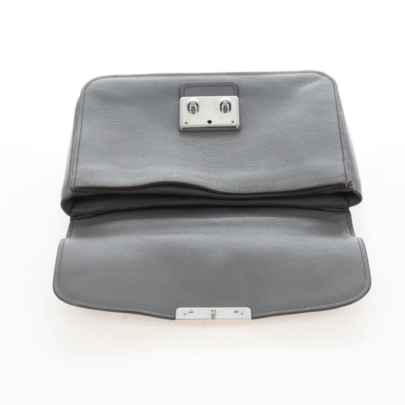 Miu Miu Hand Bag Leather Gray Silver Auth 167684