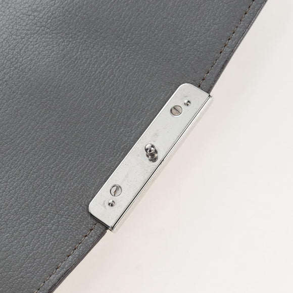 Miu Miu Hand Bag Leather Gray Silver Auth 167684
