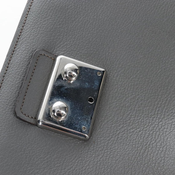 Miu Miu Hand Bag Leather Gray Silver Auth 167684