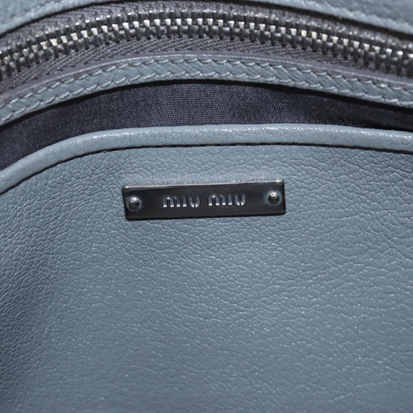 Miu Miu Hand Bag Leather Gray Silver Auth 167684