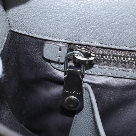 Miu Miu Hand Bag Leather Gray Silver Auth 167684