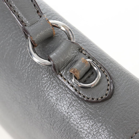 Miu Miu Hand Bag Leather Gray Silver Auth 167684