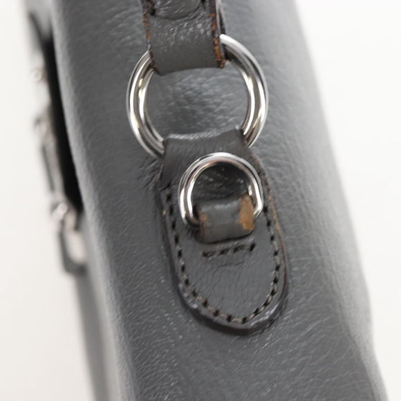 Miu Miu Hand Bag Leather Gray Silver Auth 167684