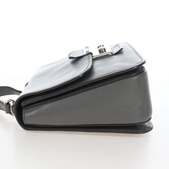 Miu Miu Hand Bag Leather Gray Silver Auth 167684