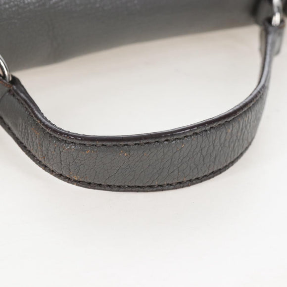 Miu Miu Hand Bag Leather Gray Silver Auth 167684