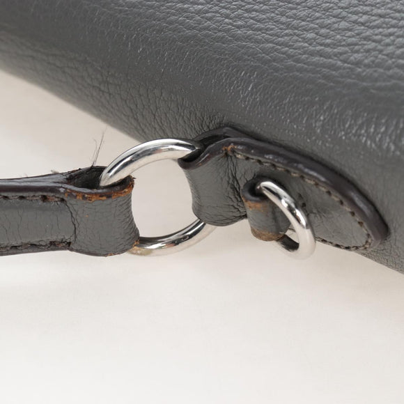 Miu Miu Hand Bag Leather Gray Silver Auth 167684