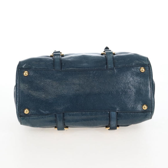 Miu Miu Hand Bag Leather 2way Blue Gold Auth 167685M