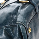 Miu Miu Hand Bag Leather 2way Blue Gold Auth 167685M-17