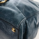 Miu Miu Hand Bag Leather 2way Blue Gold Auth 167685M-18