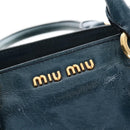 Miu Miu Hand Bag Leather 2way Blue Gold Auth 167685M-19