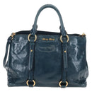 Miu Miu Hand Bag Leather 2way Blue Gold Auth 167685M-2