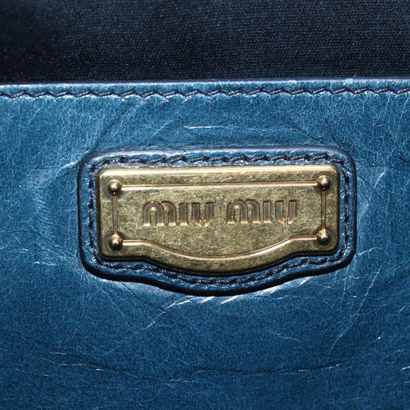 Miu Miu Hand Bag Leather 2way Blue Gold Auth 167685M