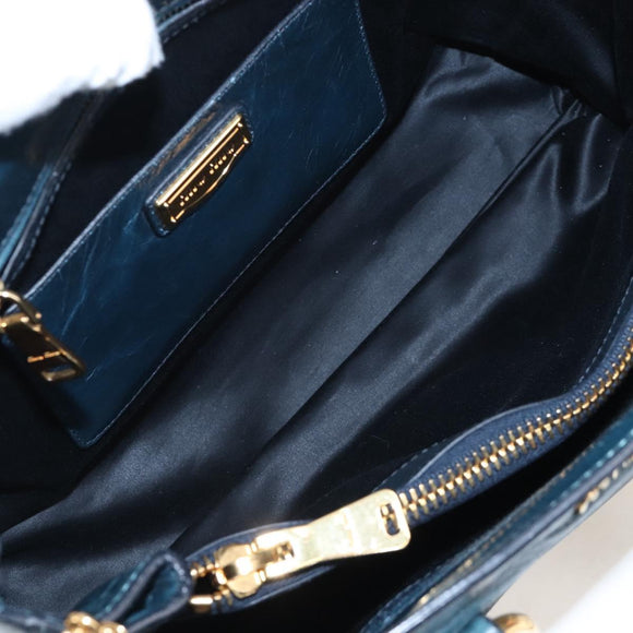 Miu Miu Hand Bag Leather 2way Blue Gold Auth 167685M