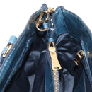 Miu Miu Hand Bag Leather 2way Blue Gold Auth 167685M-24