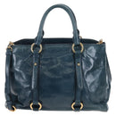 Miu Miu Hand Bag Leather 2way Blue Gold Auth 167685M-3