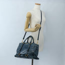Miu Miu Hand Bag Leather 2way Blue Gold Auth 167685M-32