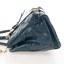 Miu Miu Hand Bag Leather 2way Blue Gold Auth 167685M-4
