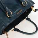 Miu Miu Hand Bag Leather 2way Blue Gold Auth 167685M-6