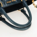 Miu Miu Hand Bag Leather 2way Blue Gold Auth 167685M-7