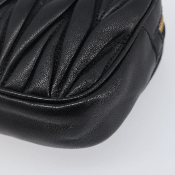 Miu Miu mini Hand Bag Leather Black Gold Auth 167686M