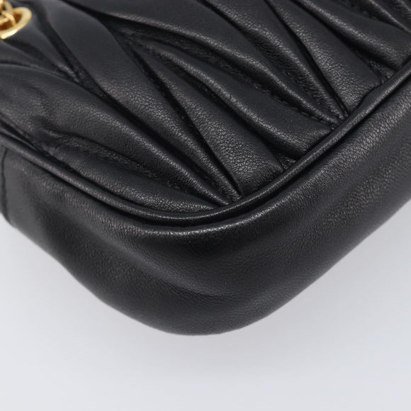 Miu Miu mini Hand Bag Leather Black Gold Auth 167686M