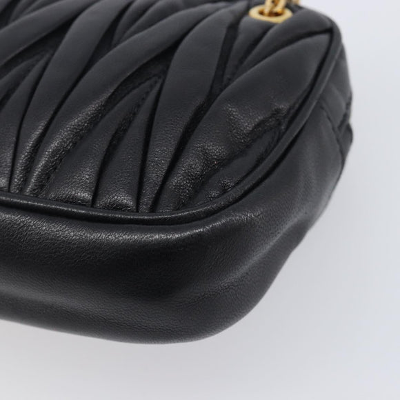 Miu Miu mini Hand Bag Leather Black Gold Auth 167686M