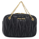Miu Miu mini Hand Bag Leather Black Gold Auth 167686M-13