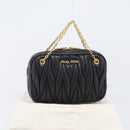Miu Miu mini Hand Bag Leather Black Gold Auth 167686M-12