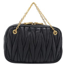 Miu Miu mini Hand Bag Leather Black Gold Auth 167686M-2