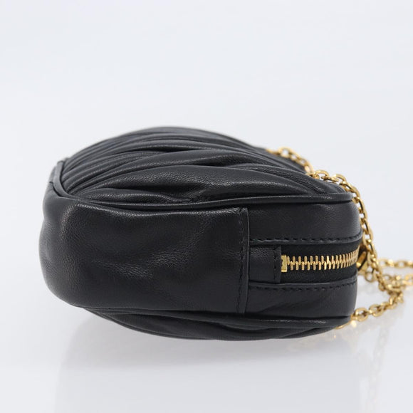 Miu Miu mini Hand Bag Leather Black Gold Auth 167686M