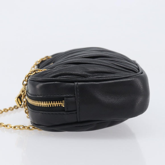 Miu Miu mini Hand Bag Leather Black Gold Auth 167686M